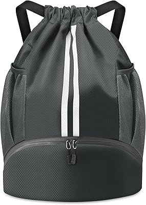 BROTOU Soccer Bags, Football Backpack, Volleyball Bag, Drawstring Backpack with Ball and Shoe Compartment, Football bags for Equipment Swim Gym Bag