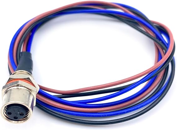 M8 3Pin Female Connector Cable,A Coded Straight Back Mount Cable 1M Waterproof Female Aviation Socket UnShielded Electrical Cable IP67 Sensor Receptacle (1M)