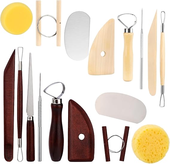 Pottery Tools Kit, Clay Tools Set, Ceramic Tool Kit, Pottery Tools and Supplies with Clay Cutting, Modeling, Trimming Tools for Smoothing, Cleaning, Carving
