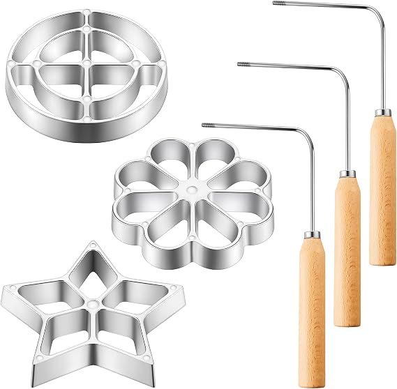 Rosette Iron Mold Set 6 Pcs Aluminum, Interchangeable Heads, Star Flower