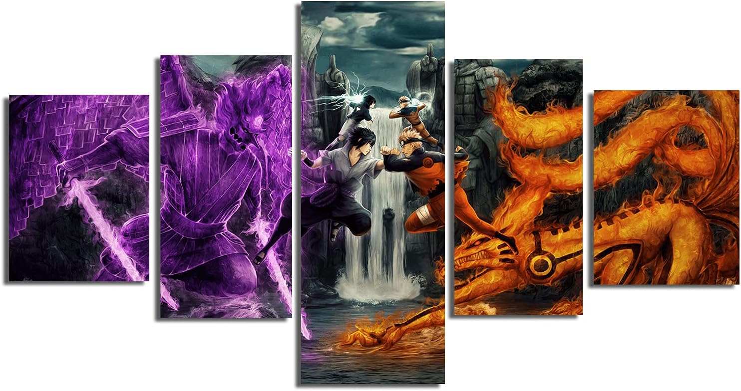 MTEBOCC Anime Poster Pack Teens Posters Bedroom Art - Room Decor Give Boy Gifts 5 Piece Canvas Wall Art Paintings Canvas HD Picture prints