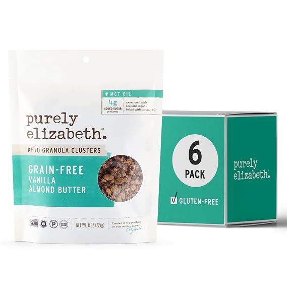 Purely Elizabeth, Vanilla Almond Butter, Keto Granola with MCT Oil, Grain-Free (6 Ct, 48oz Bulk)