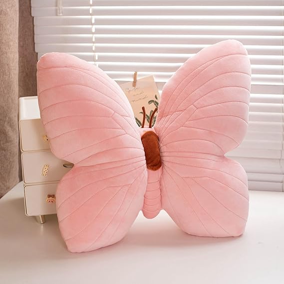 Generic Butterfly Shaped Throw Pillow, Cotton Fill, 15.7 x 15.7 Inch Soft Butterfly Stuffed Seat Cushion Pad, Decorative Animal Pillow for Living Room (Pink)