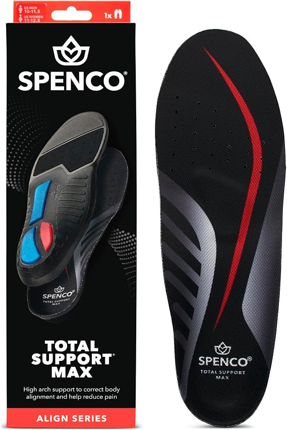 Spenco Total Support Max Shoe Insoles(FSA&HSA Eligible)Orthotic Metatarsal Arch Support Inserts, Absorbs Shock,Reduces Over-Pronation,Conforms to Foot Contours, Deep Heel Cupping Men's 12.5-13.5