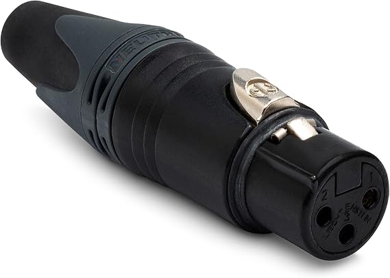 Hosa Neutrik NC3FXX-BAG 3-Pin XLRF Cable Connector, Black Metal Housing with Silver Contacts