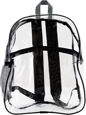 BAZIC PRODUCTS Clear Backpack Clair, Transparent Waterproof School Backpack for Travel Work, Sports & Events, See Through Plastic Bookbag Large Capacity, 15, 24-Pack