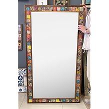 Oscar Stone Decor Ahşap Çerçeveli Mozaik Taş (Mermer) Salon Ayna 80X140 Cm Eskitme Desenli Ayn75135-001