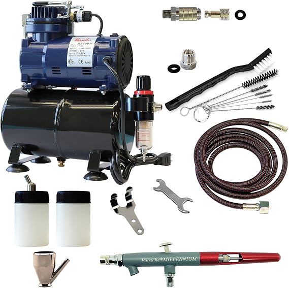 Paasche Airbrush MIL-3000DA Double Action Siphon Feed Airbrush Set and Compressor with Tank