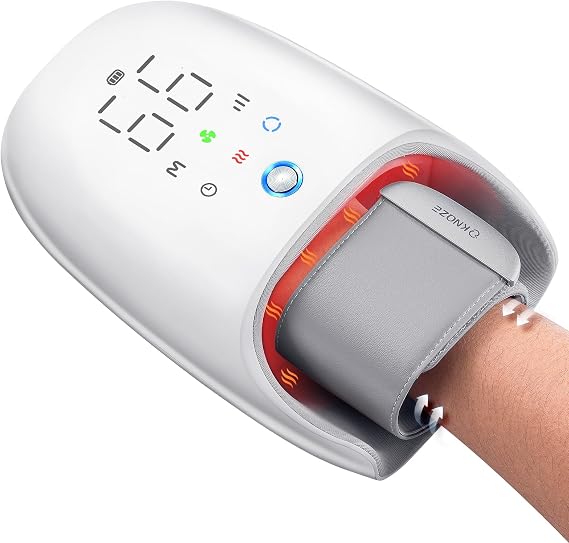 KNQZE Hand Massager with Heat and Compression, Rechargeable Touchscreen Massager with Roller Kneading for Wrist, Carpal Tunnel and Finger Numbness Relief, Gifts for Women Men Mom Dad (White)