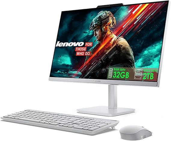 Lenovo 24'' All in One Desktop with Office 365 for The Web, Intel Ultra-Fast 4-Core, Full HD Display, 16GB RAM, 1TB Storage(512GB SSD & 512GB External Drive), Wi-Fi 6, Win 11, Wireless KB & Mouse