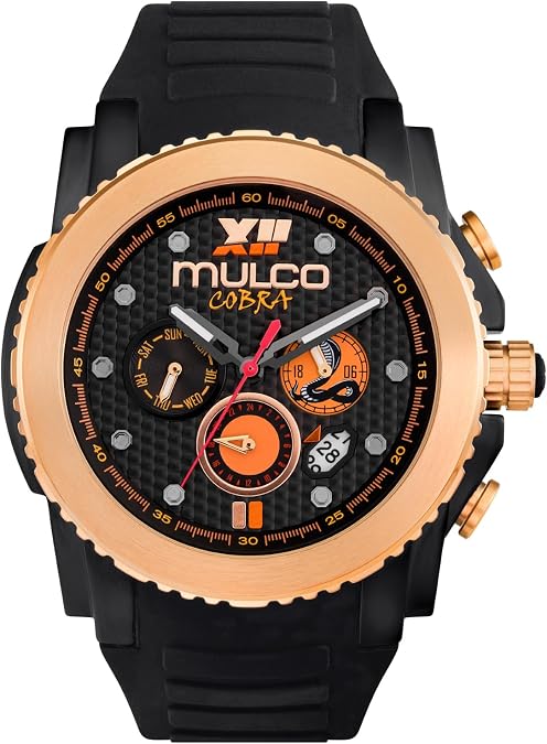 MULCO Watch for Men - Waterproof Stainless Steel Analog Sport Watch | Men's Watch Chronograph Large Face Analog Quartz Water Resistant Watch, Gold Stainless Steel Case and Silicone Band