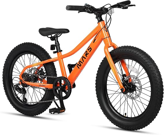 Glerc Mars 20 24 Inch Fat Tire Kids Mountain Bike for Boys 6-15 Years Old | SHIMANO 6-Speed, 2.8 Inch Wide Tire, Disc Brakes, High Tensile Steel, Adjustable, 85% Pre-Assembled
