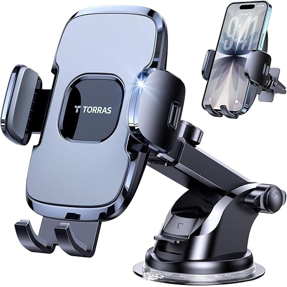 TORRAS Military-Grade Phone Holders for Your Car96+LBS Strongest SuctionCar Phone Holder Mount, Ultra-Durable Cell Phone Car Mount Truck for Dashboard Windshield Vent for iPhone 17 16 15 Pro Max Air