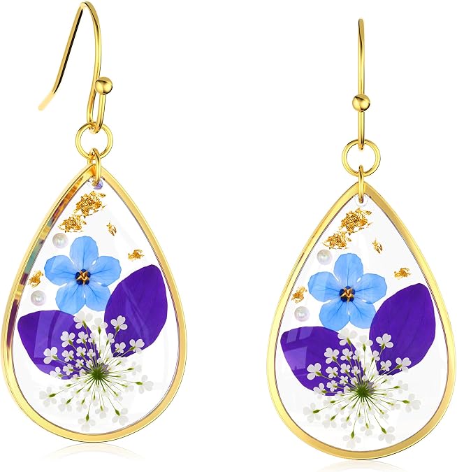 Pressed Flower Earrings Daffodils Pressed Wildflower Earrings Handmade Earrings Dry Flower Earrings Personalized