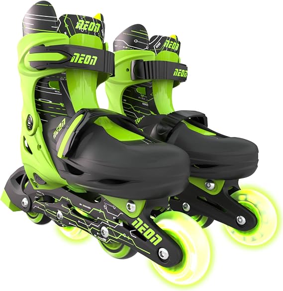 Yvolution Neon Adjustable Inline Skates Kids Rollerblades with Light-Up Wheels Sizes J126, for Boys & Girls Ages 5+