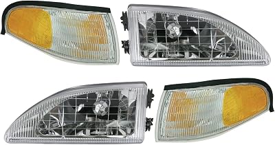 Driver & Passenger Side Headlight & Corner Lighting Kit Fits 1994 1995 1996 1997 1998 Ford Mustang SVT Cobra Coupe 1995 Ford Mustang SVT Cobra R Coupe