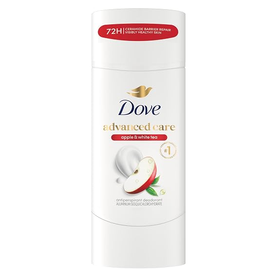 Dove Advanced Care Antiperspirant Deodorant Stick Apple & White Tea to Help Repair Skin Barrier After Shaving, with 72-hour Sweat & Odor Protection, 2.6 oz