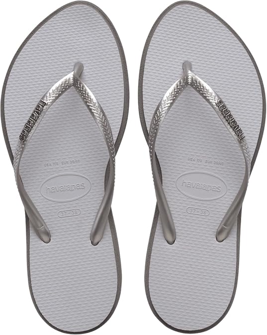 Havaianas for Women - Slim Point Flip Flops - Steel Grey, 9/10