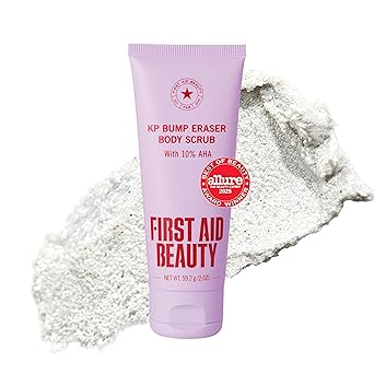 First Aid Beauty KP Bump Eraser Body Scrub with 10% AHA, Keratosis Pilaris Skin Exfoliator with Glycolic and Lactic acids