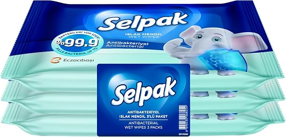 Selpak Islak Cep Mendili Antibakteriyel 10 Lu, 3 Adet