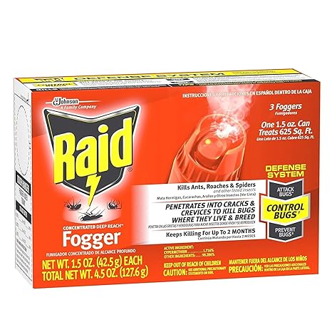 Raid Max Fogger, Insect Killer for Mosquito, Ant, Roach, Spider, Flea, For Indoor Use, 2.1 oz, 3 Count