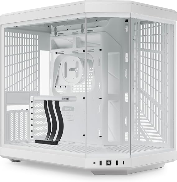 HYTE Y70 Upgraded Modern Aesthetic Dual Chamber Panoramic Tempered Glass Mid-Tower ATX Computer Gaming Case with PCIE 4.0 Riser Cable Included, Snow White (CS-HYTE-Y70-WW)
