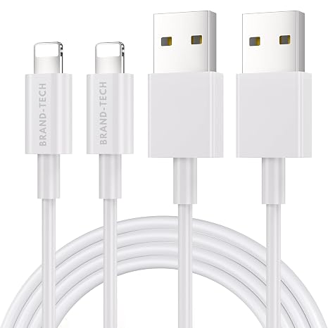 Brand-Tech 2Pack for iPhone Charger Cable, 2.4A USB Fast Charging Lead for iPhone 14 13 12 11 Pro Max XS XR X 8 7 6 Plus 5, (2 Pack 1M)