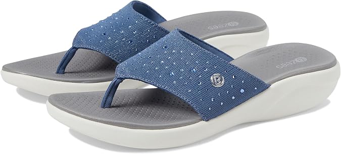 Bzees Women's Cruise Bright Wedge Sandals Flip-Flop, Blue, 11 Wide