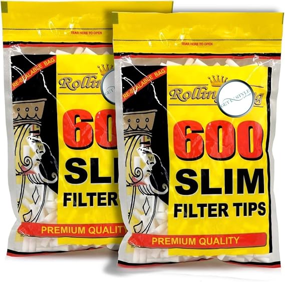 2x 600 Rolling King Slim Filter Tips – Bundled by GetInStyle Shop