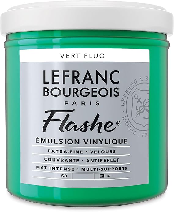 Lefranc Bourgeois Flashe Vinyl Paint - Fluorescent Green, 125 ml jar