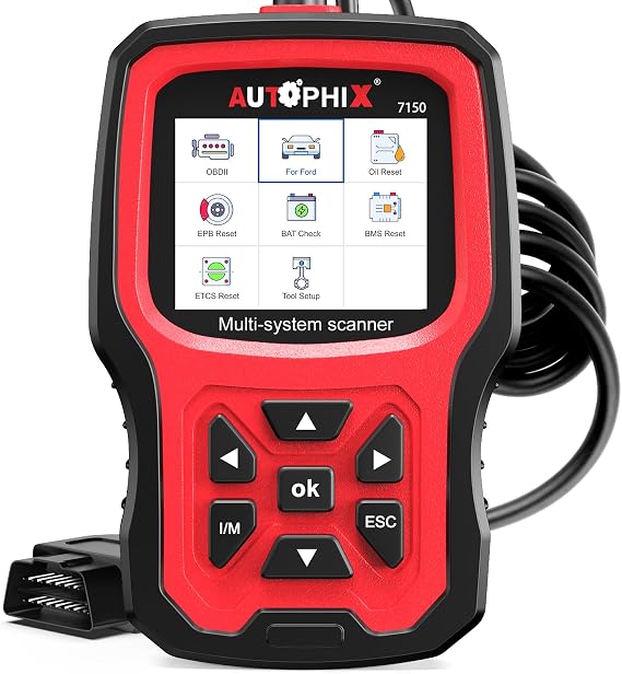 AUTOPHIX 7150P+ OBD2 Scanner for Ford, Lincoln & Mercury with All Resets | Full-system diagnostic tool with BMS, ABS bleed, EPB and oil reset, plus lifetime updates for compatible vehicles.