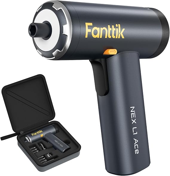 Fanttik L1 Ace 3.7V Cordless Screwdriver, Electric Screwdriver Kit with EVA Storage Bag, 6 Settings Torque Knob, HD Display, 2000mAh, LED Light, 1/4''Hex, Repair Tool for Desktop/Furniture