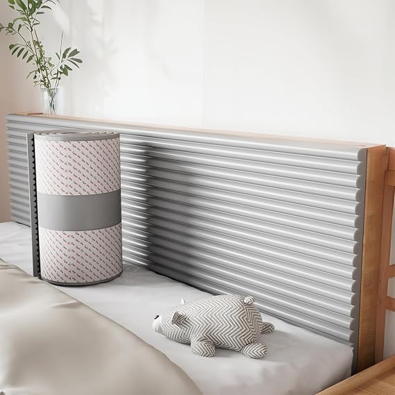 3D Wall Padding Self-Adhesive, Anti Collision Wall Panels, Upholstered Padded Wall Panel, Peel and Stick Foam Wall Cushion for Headboard, Bedroom, Nursery(Gray, 20 * 200CM)