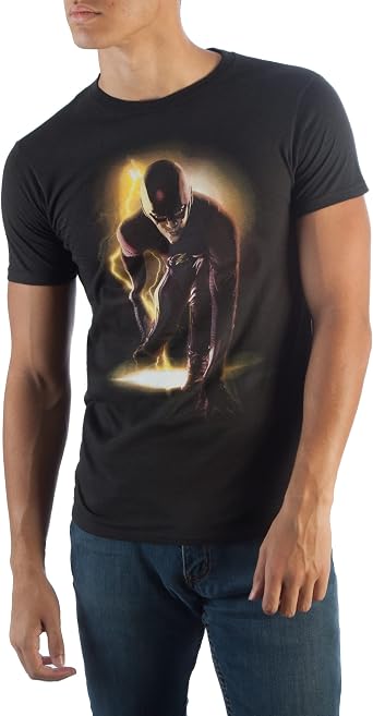Flash DC Comics Running Mens T-Shirt (Small) Black