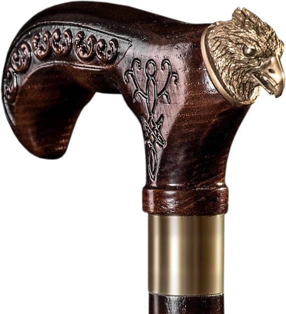 Fancy Eagle Wooden Walking Cane - Elegant Designer Walking Stick for Women and Men - Handmade Original Fashionable Cane - 36 Inches