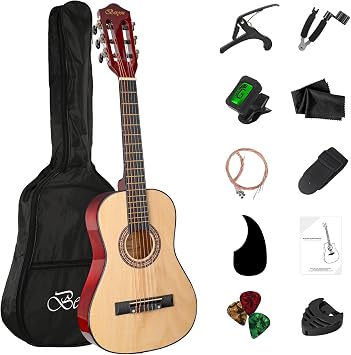 30" Wood Acoustic Guitar with Case,guitar book and Accessories for Kids/Girls/Boys/Beginners Natural