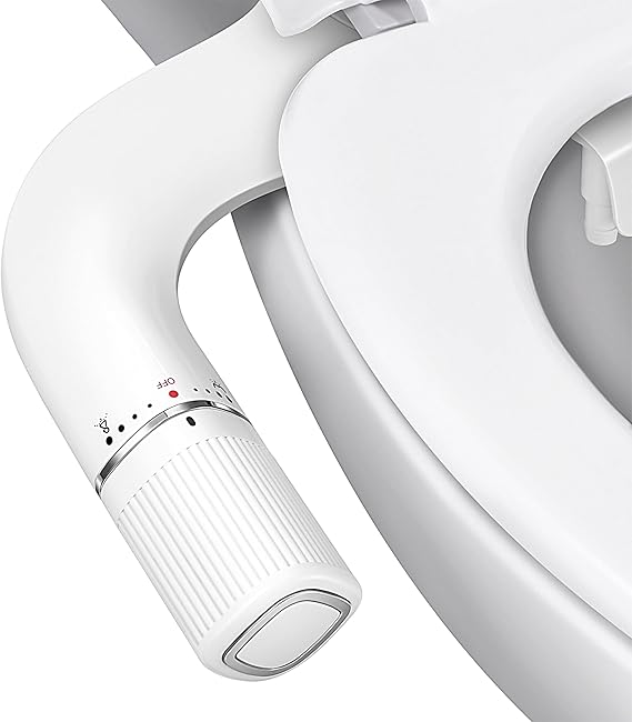 BIGCOW Ultra-Slim Bidet Attachment for Toilet - Dual Nozzle Frontal & Rear Wash with Adjustable Cold Water Pressure and Stainless Steel Inlet - Hygienic Solution for Fresh Cleanliness, Silver 1 Pcs