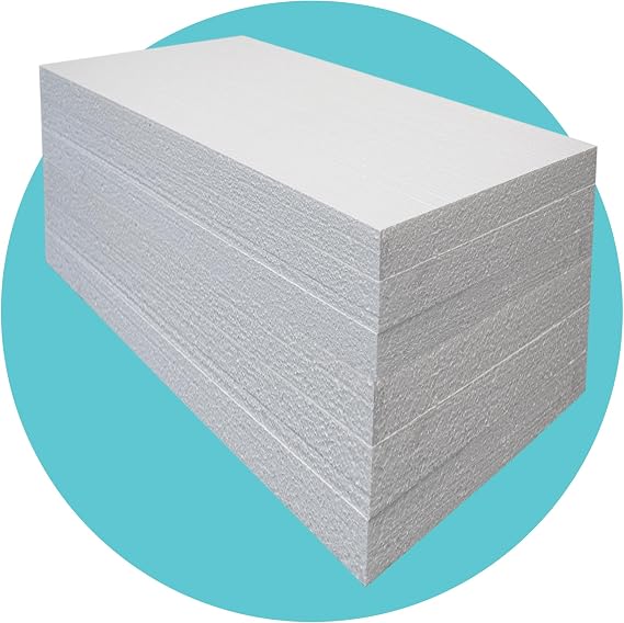 Triplast Expanded Polystyrene Foam Sheets EPS 70 (12 Sheets, 1200 x 600 x 50mm Each) - BBA Certified Wall & Floor Insulation Board - Box Lining & Packaging Foam Board - White Blocks for DIY Projects