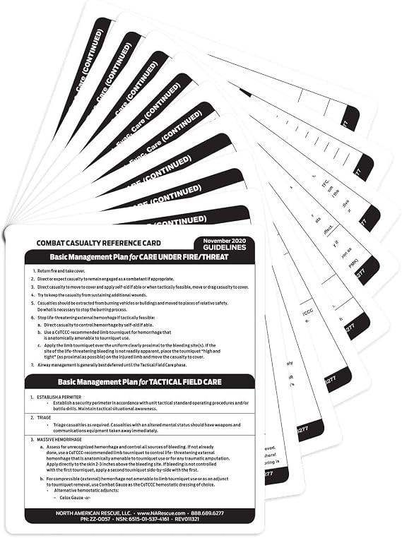 North American Rescue Combat Casualty Reference Card, NAR 9 Cards (TCCC)