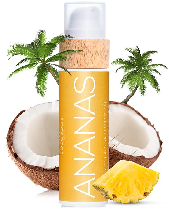 COCOSOLIS ANANAS Tanning Bed Lotion Accelerator - Organic Tanning Lotion with vitamin E & Pineapple Scent | Tanning Oil Enhancer For a Rich Chocolate Tan - Nourishing Body Lotion 3.72 fl oz