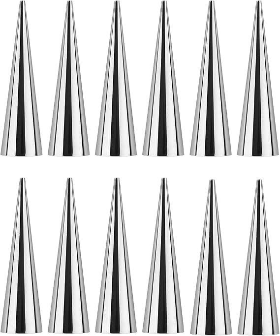 Cannoli Moulds Tubes, 12pcs Stainless Steel Cream Horn Molds Conical Baking Tools for Croissant Making, DIY Dessert Preparation, Non Stick Pastry Roll Forms