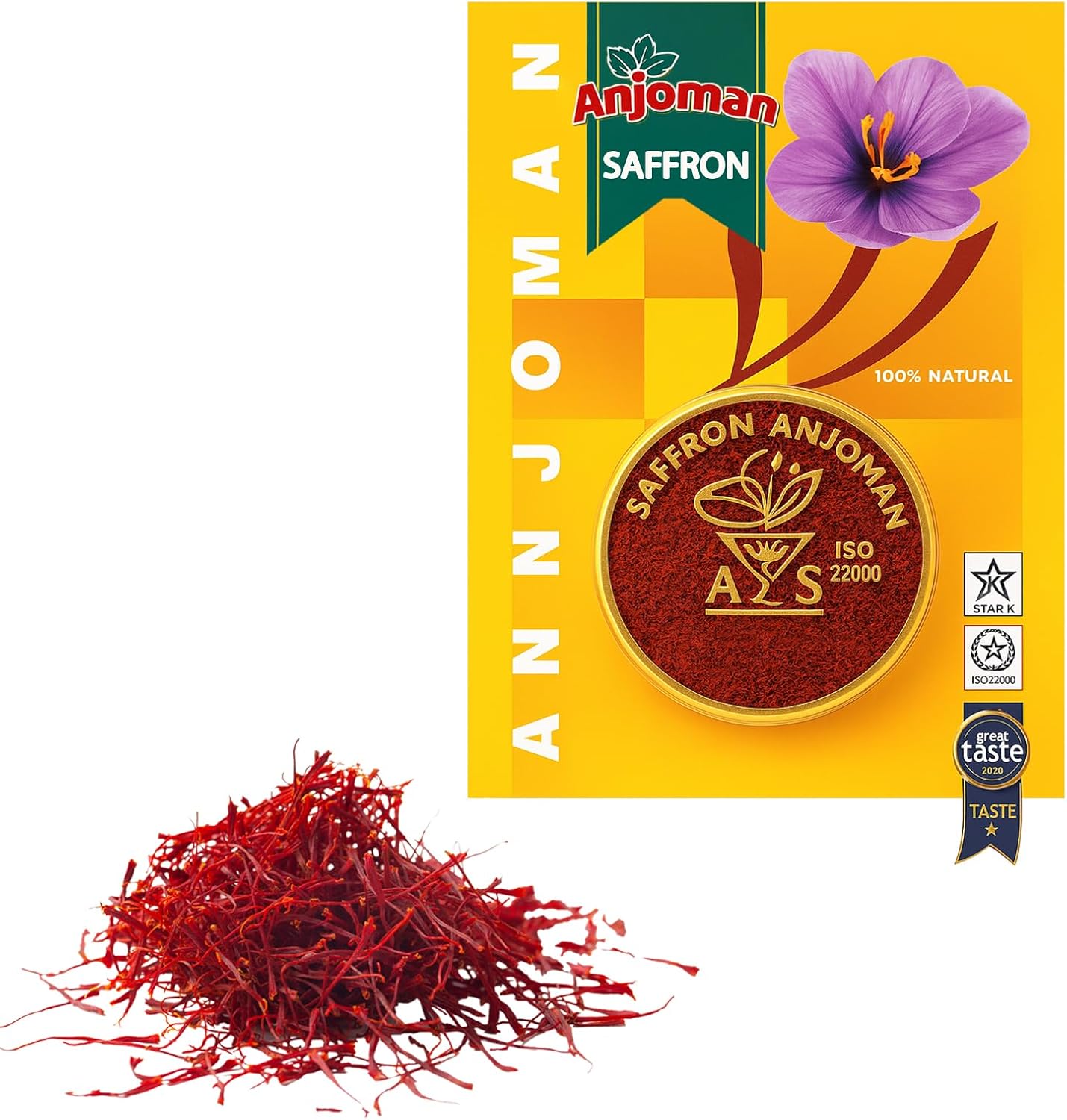 Anjoman Authentic Saffron Threads - 2g | Pure, Natural & Hand-Picked | Grade A Quality Saffron with Premium Flavour & Colour for Cooking Paella, Rice, Desserts, Tea & Baking | No Preservatives Kesar