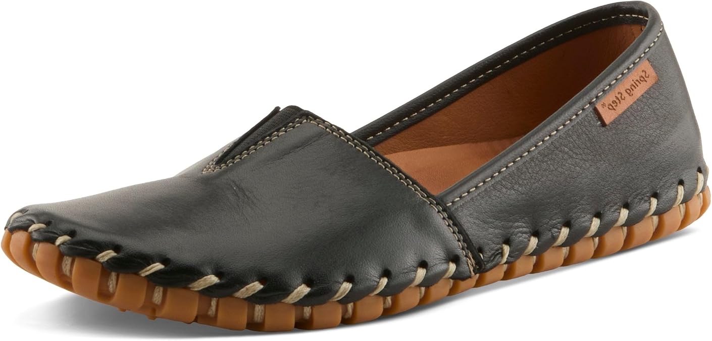 Spring Step Kathaleta Shoes for Women - Ladies Slip-On Shoes with Rubber Outsole - Comfortable Leather Shoes for Womens - Black EU 40 / US 9