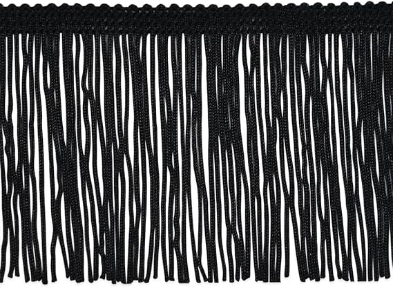 Trims By The Yard 3" Chainette Fringe Trim, Polyester-Made Decorative Fringe Trim, Versatile Fringes for Costumes, Uniforms, Home Decor, and Party Decorations, 10 Yards, Black
