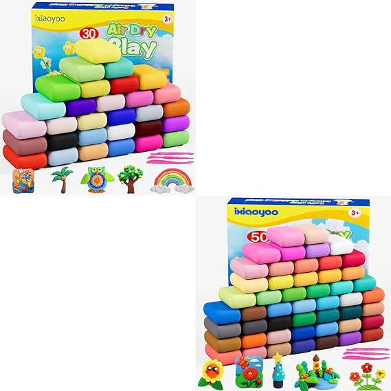 Air Dry Clay Set, 80Pcs Modeling Clay for Kids, DIY Model Magic Clay, Soft and Non-Sticky, Colorful Clay Starter Kit withTools & Accessories, Ideal Gift for Kids (30+50Colors)