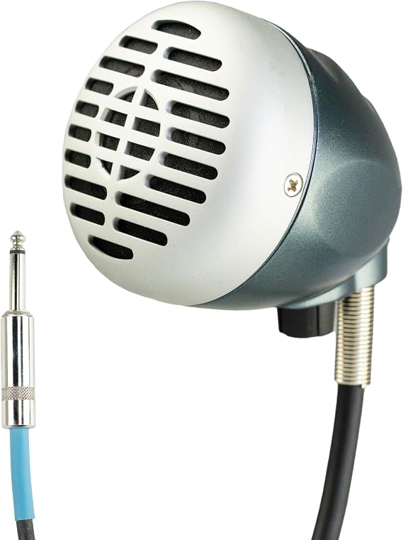 Superlux D112C Omnidirectional Dynamic Microphone Hi-Z Vocal Mic for Blues/Harmonica, Volume Control, 6.3mm Connector & 6m Cable, Plug into Guitar Amps, Live Performance, Vintage Bullet Mic Design