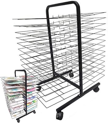 Art Drying Rack for Art Studios & Classrooms, Drying Racks,Art Class Oiling Board,Drying Paper Works and Stochild Foldable Oiling Board Magazine Display Cabinet 26Floors