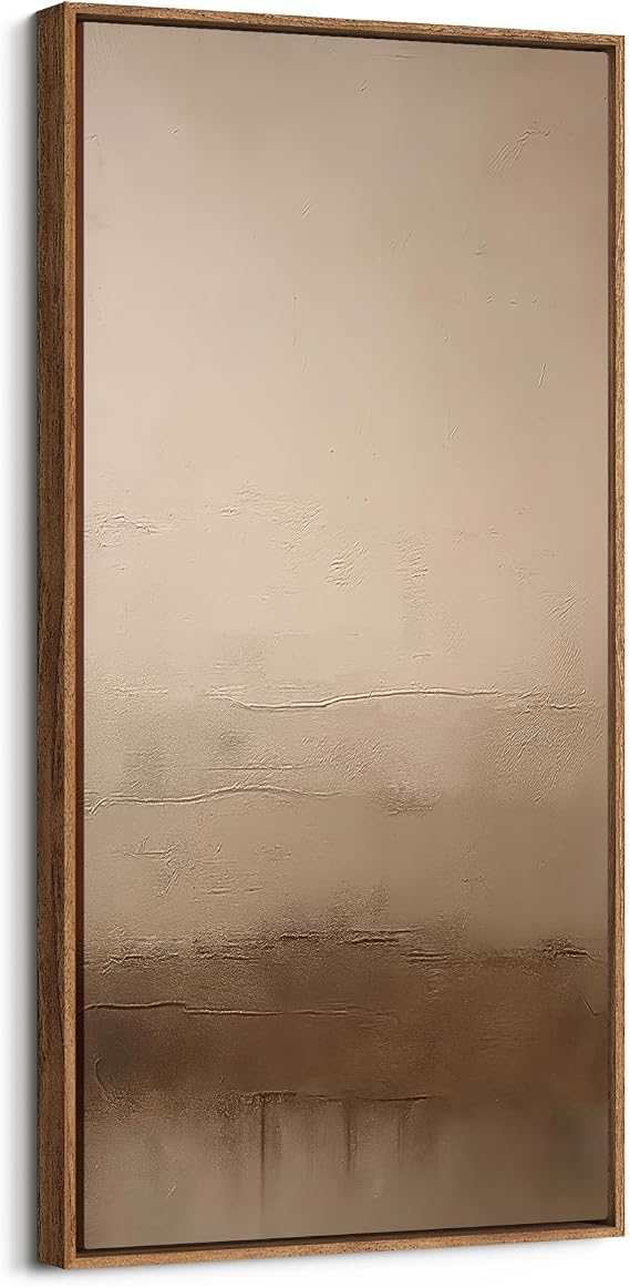 wall26 Extra Large Framed Wall Art Canvas Print - Neutral Beige and Brown Minimalist Abstract Wall Decor - Contemporary Artwork for Living Room Bedroom Office - 60"x30" Natural