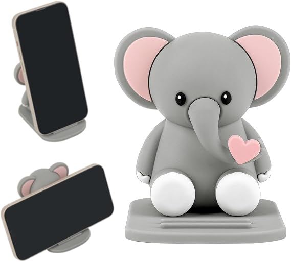 Cell Phone Stand, Elephant Design Tablet Phone Holder, Animal Smartphone Desk Holder, Lovely Animal Mobile Phone Accessory Ornament Bracket for Office Home