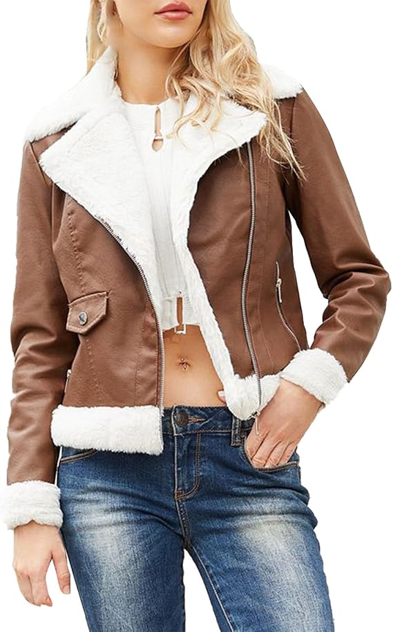 Lolvmvchi Plus Size Winter Coat Lapel Collar Long Sleeve Padded Leather Jacket Vintage Thicken Outerwear Fall Fleece Jac